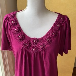Magenta Floral Knit Top Size XL